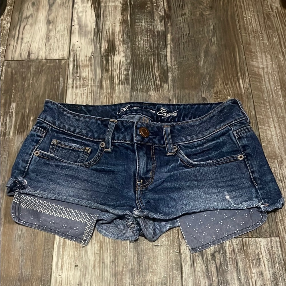 American Eagle Outfitters Blue Jean Shorts Distressed Style